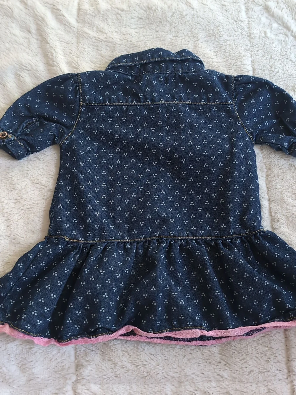 U.S. Polo Assn. Navy Blue Polka-Dot Denim Dress with Pink Logo Accent